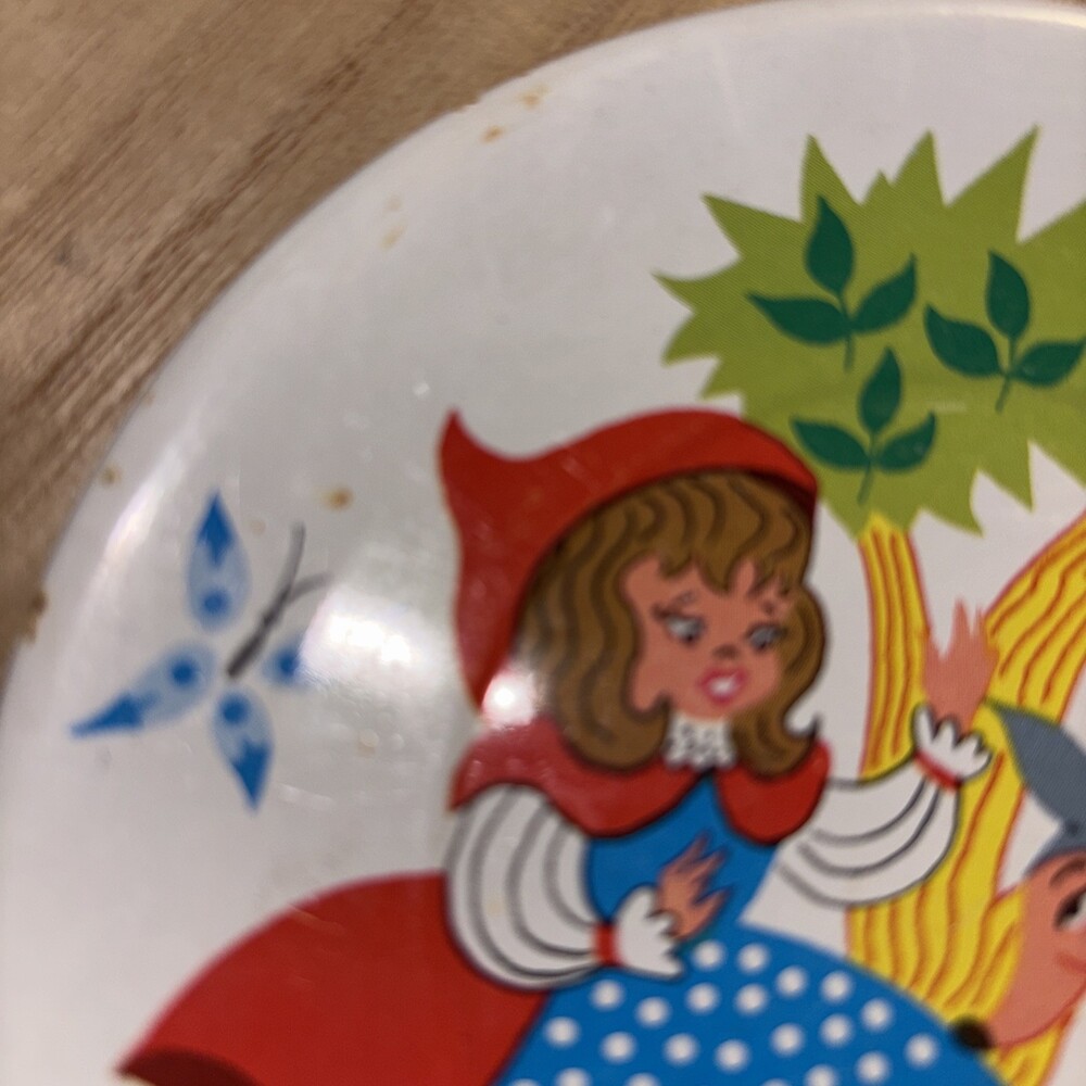 Vintage red riding Hood Big Bad Wild Tea Plate And Cups Metal Toy Replacement - Picture 3 of 10